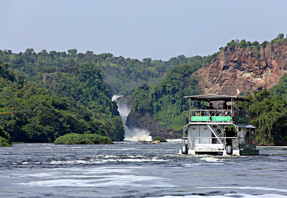 Boat cruise on the Victoria Nile in Murchison Falls National Park during a 5 day Uganda safari itinerary.